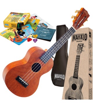 Mahalo TJ2TBRK Java Series Concert Ukulele Package With Essentials Package 